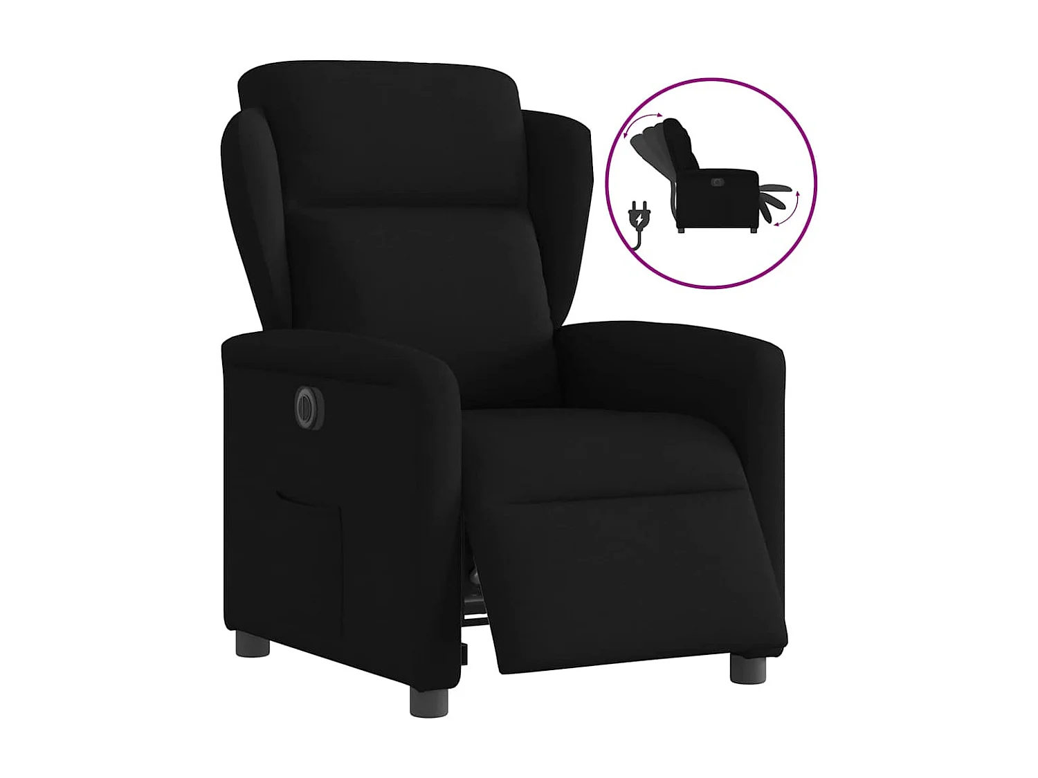 Fauteuil inclinable électrique Noir Tissu