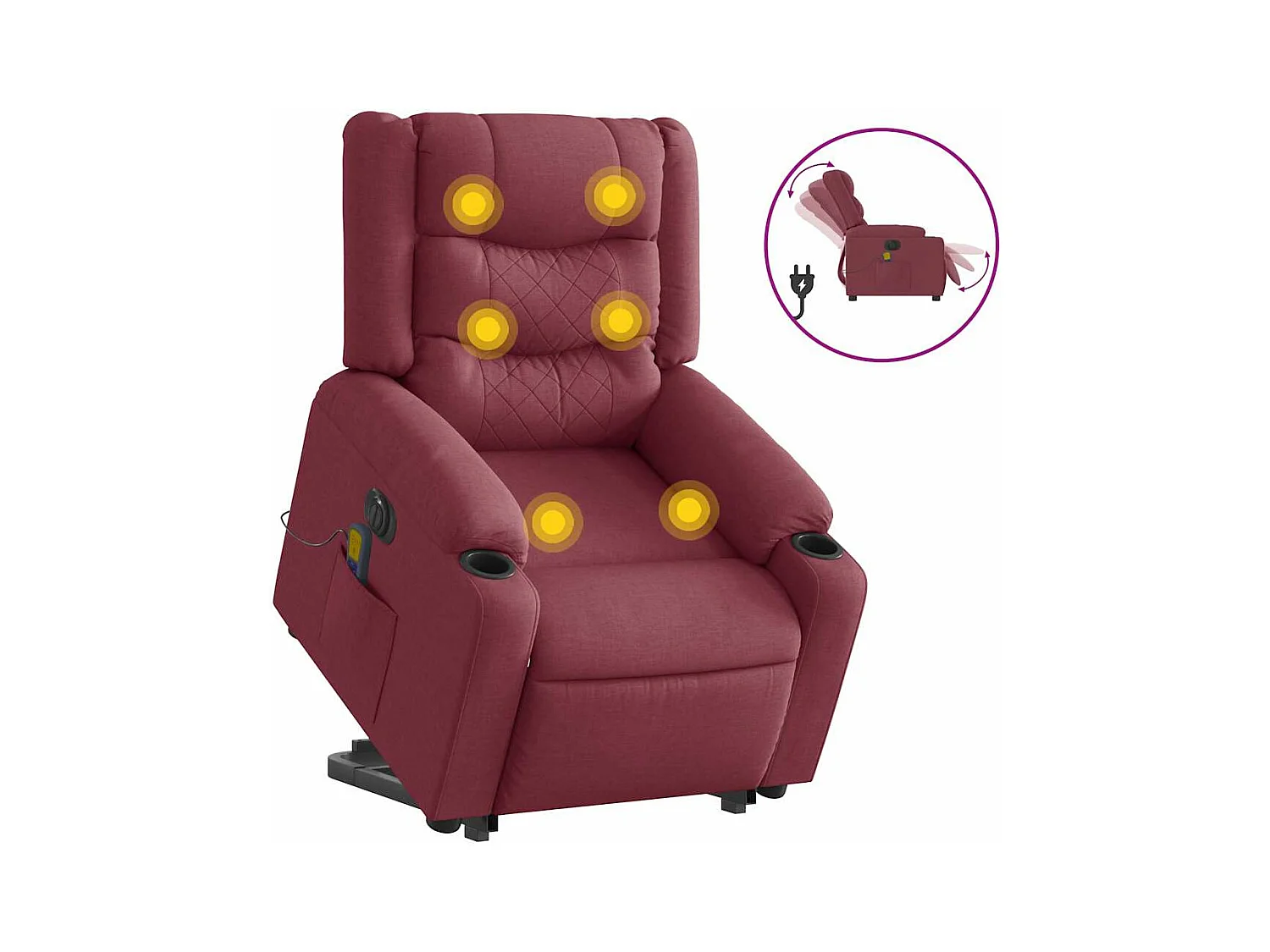 Fauteuil inclinable de massage électrique Rouge bordeaux Tissu