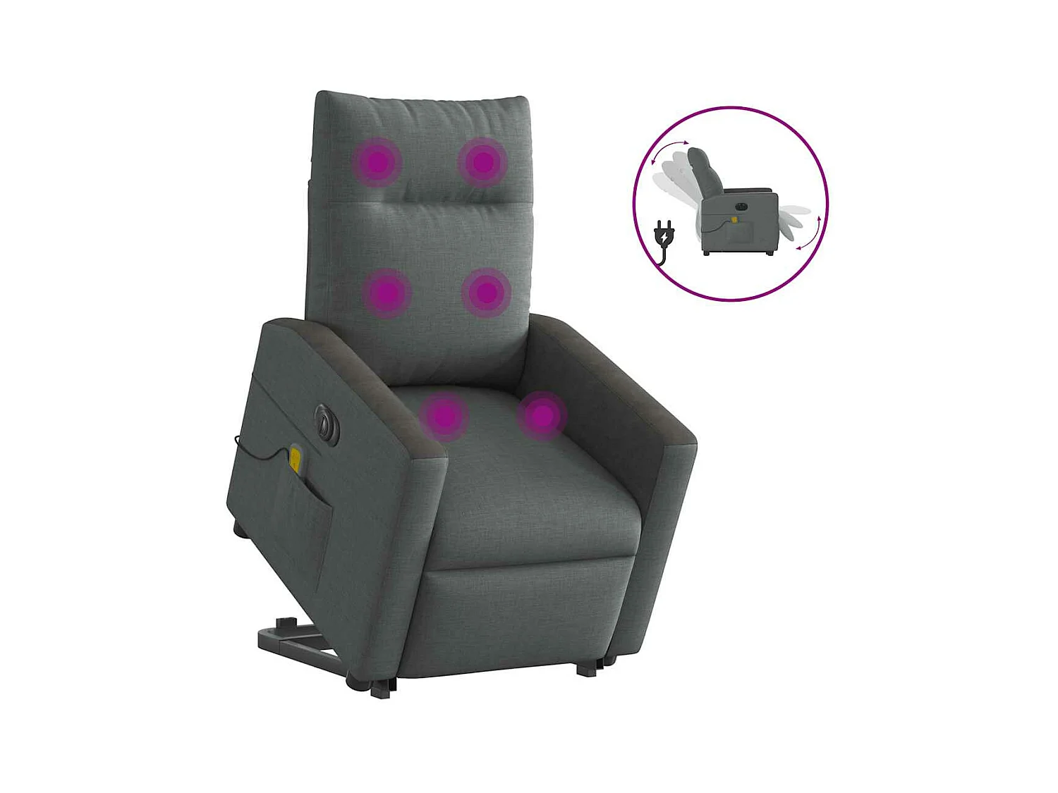 Fauteuil inclinable de massage électrique Gris foncé Tissu