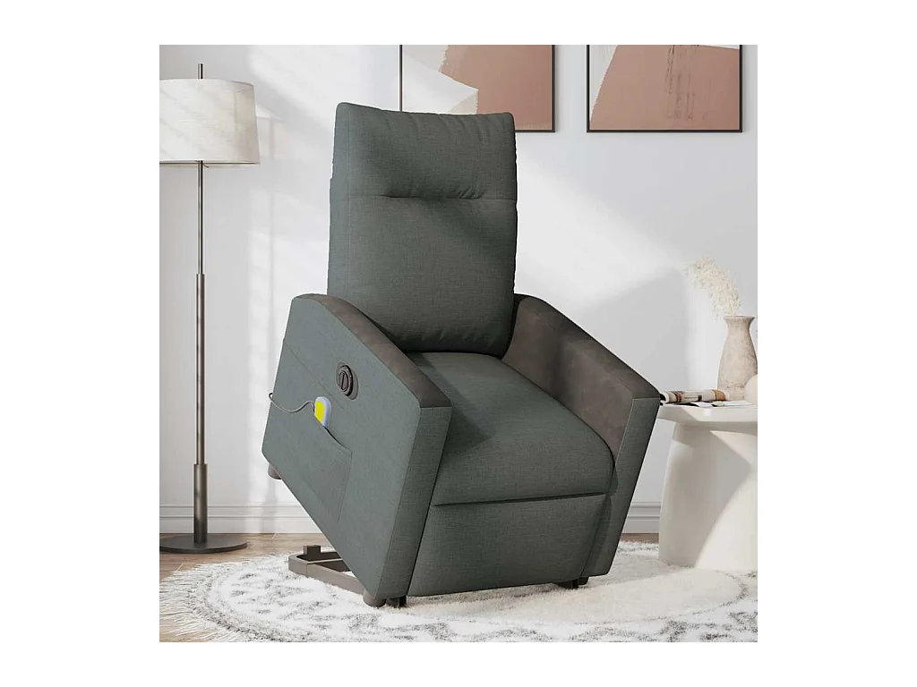 Fauteuil inclinable de massage électrique Gris foncé Tissu