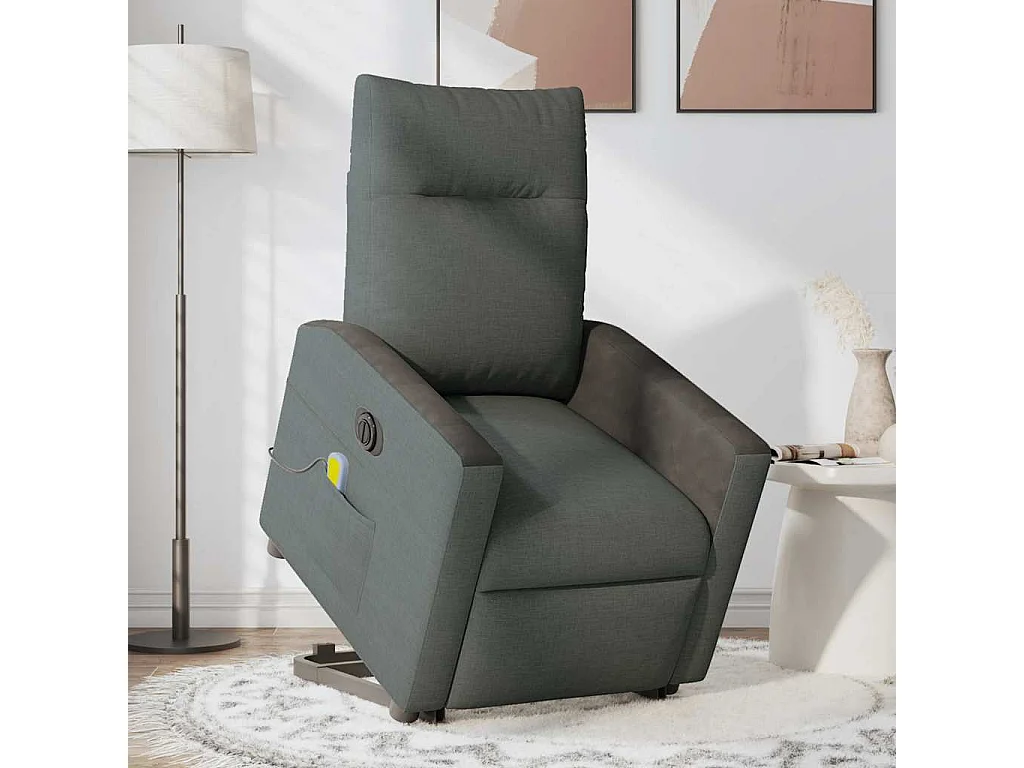 Fauteuil inclinable de massage électrique Gris foncé Tissu