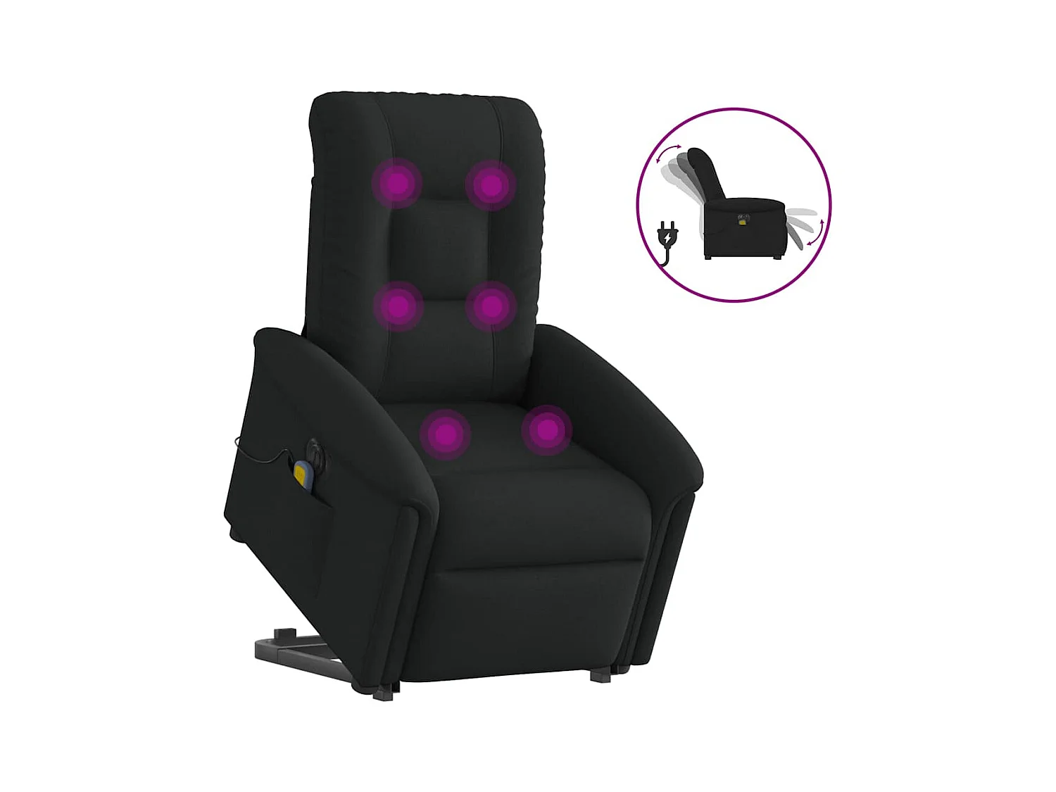 Fauteuil inclinable de massage électrique Noir Tissu