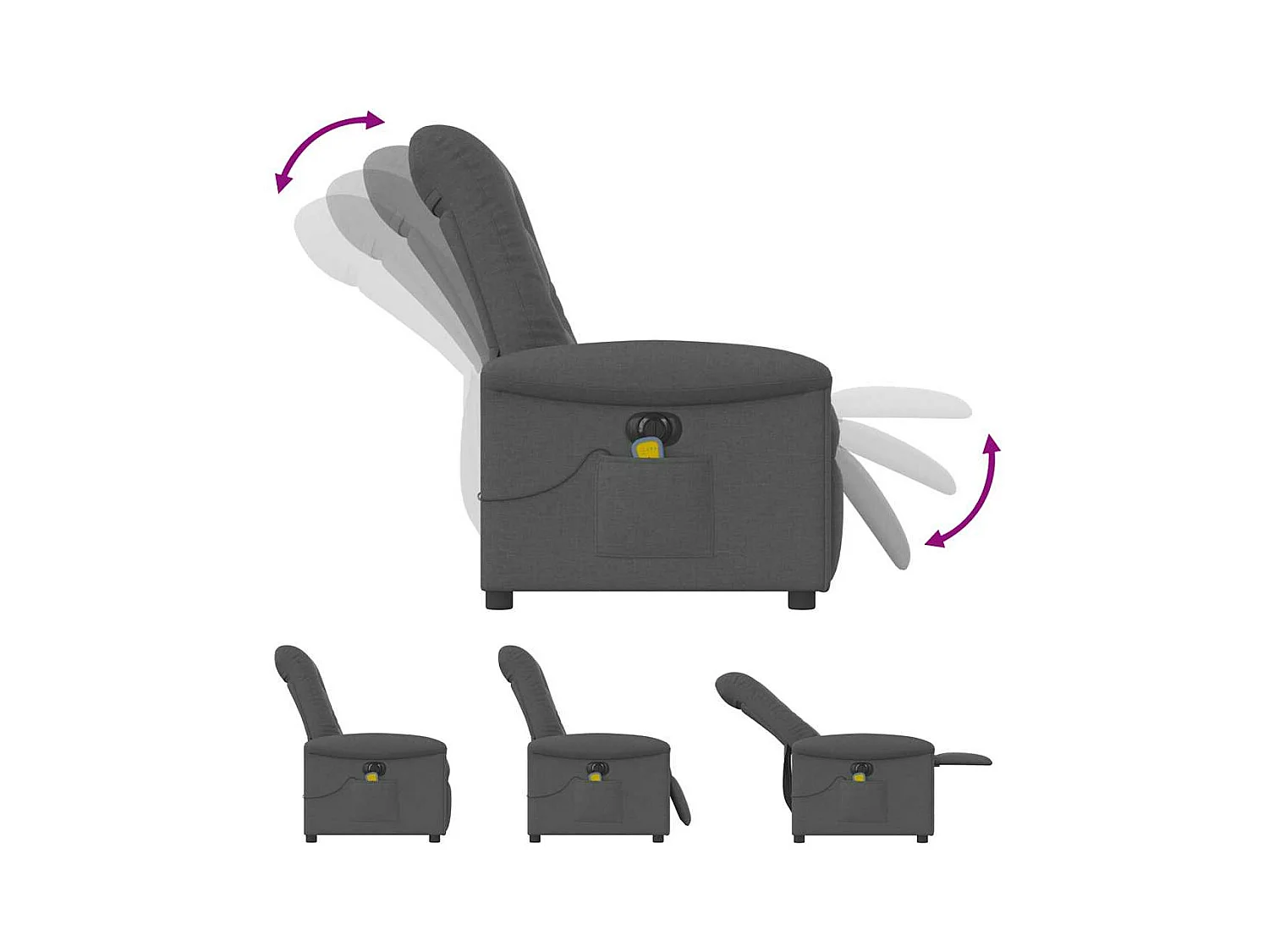 Fauteuil inclinable de massage électrique gris foncé tissu