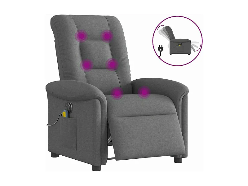 Fauteuil inclinable de massage électrique gris foncé tissu