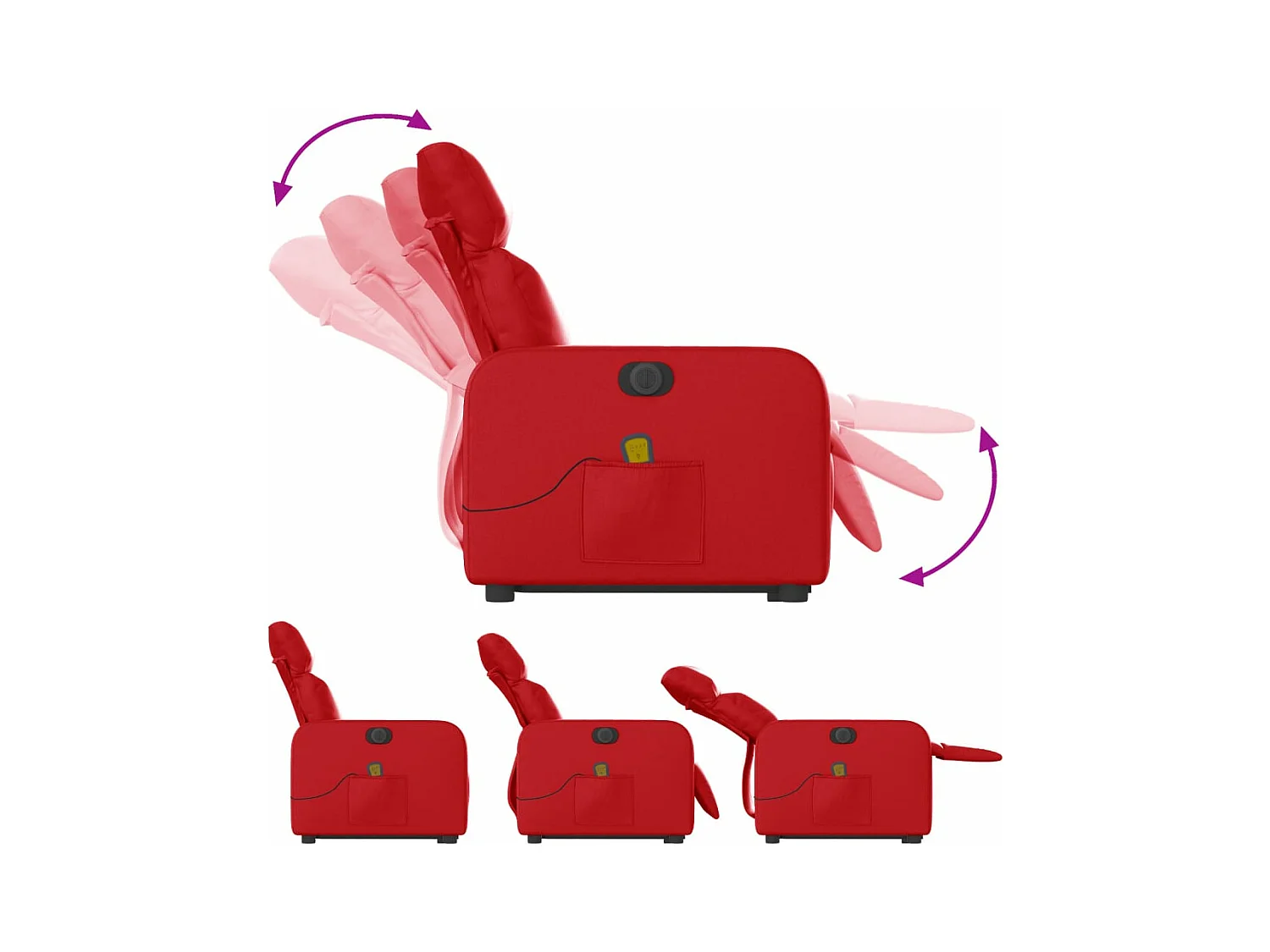 Fauteuil inclinable de massage électrique rouge similicuir