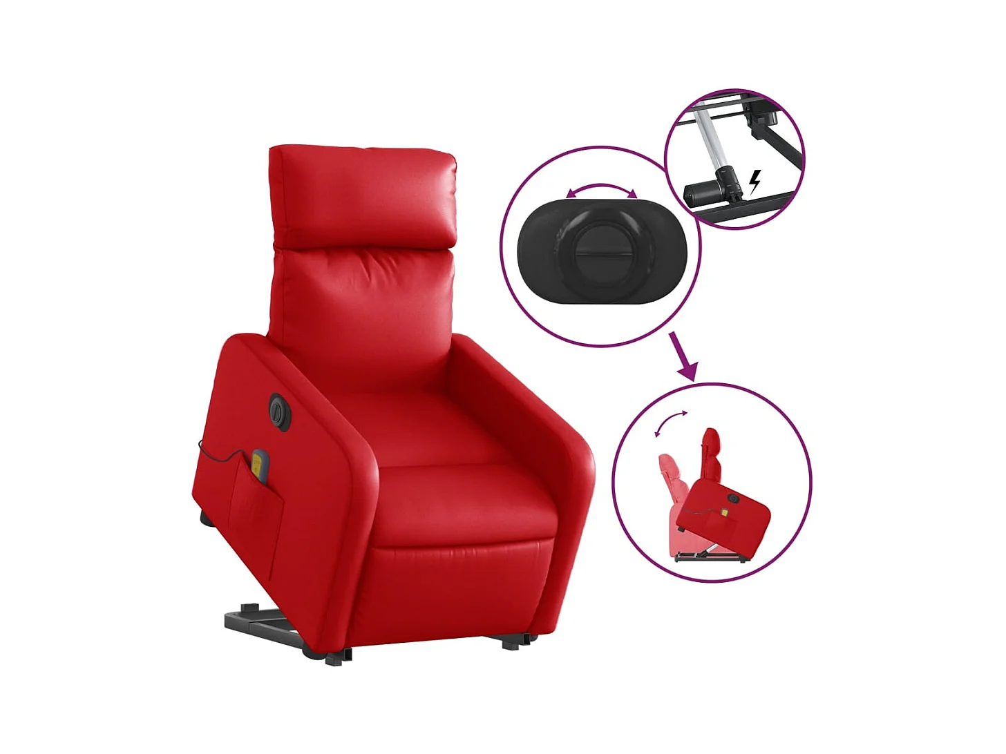 Fauteuil inclinable de massage électrique rouge similicuir