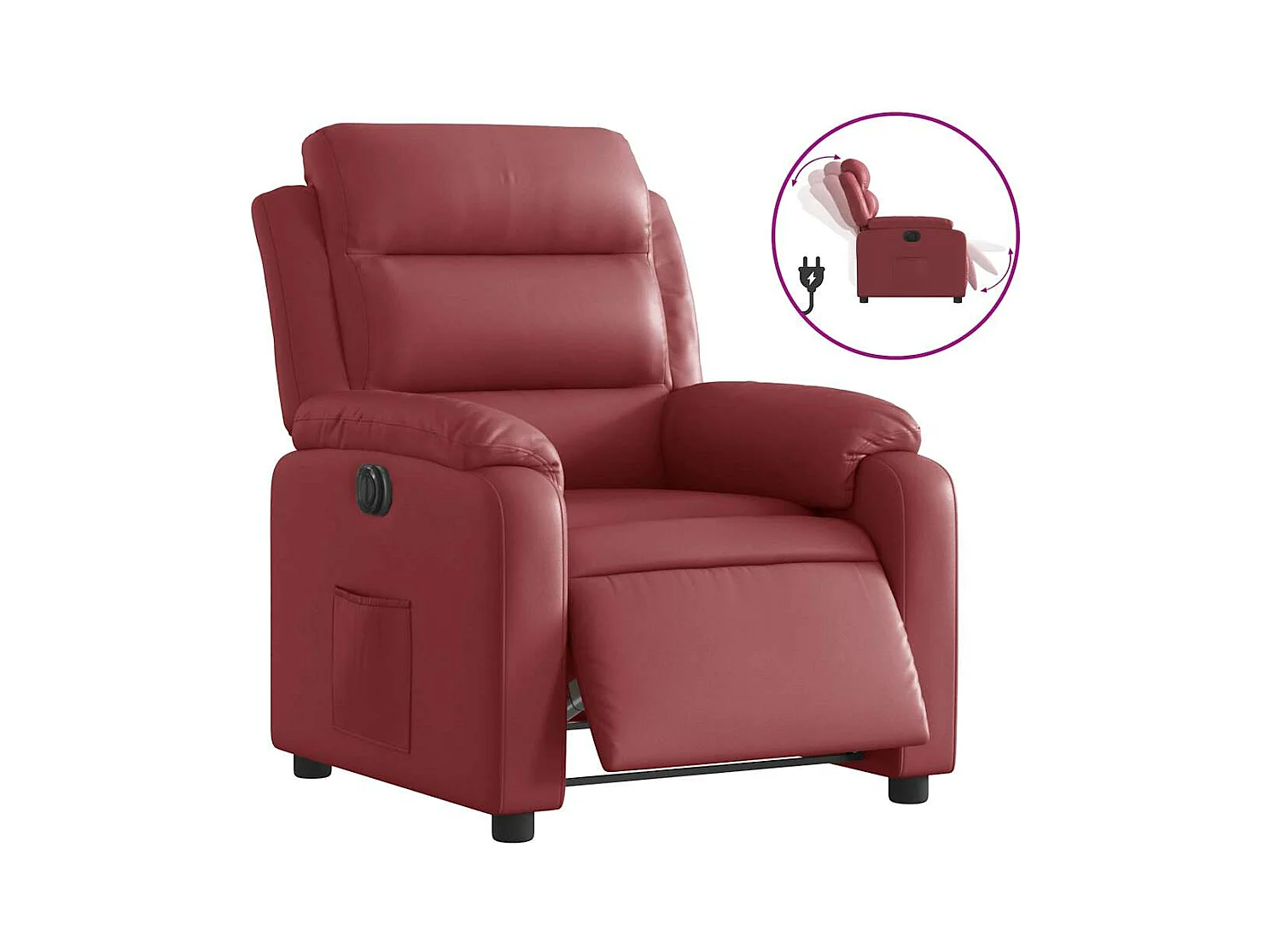 Fauteuil inclinable électrique Rouge bordeaux Similicuir