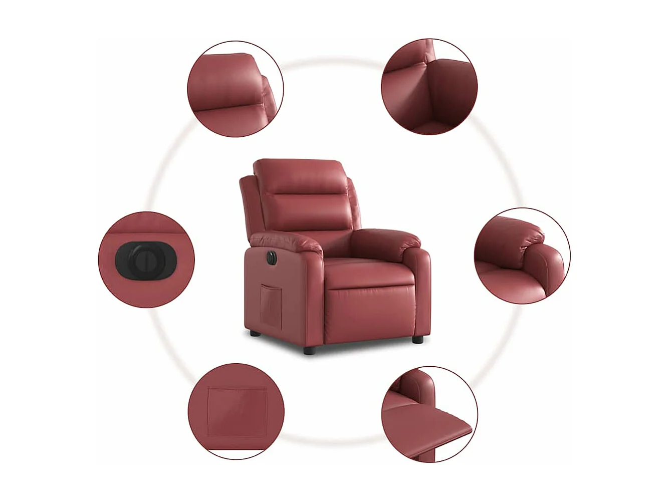 Fauteuil inclinable électrique Rouge bordeaux Similicuir