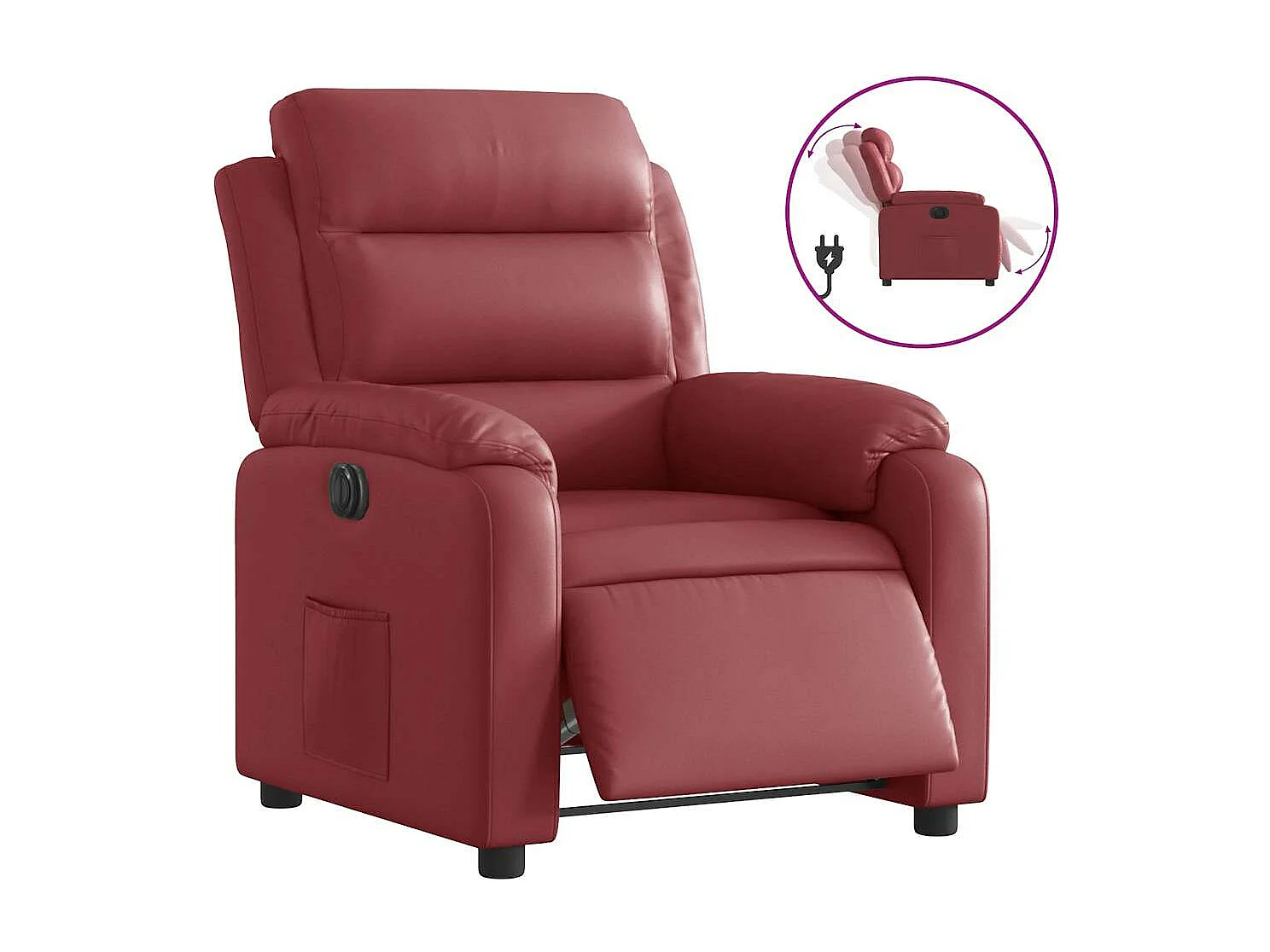 Elektrischer Ruhesessel aus Kunstleder in Burgunderrot