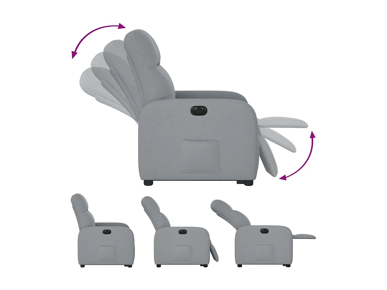 Fauteuil inclinable électrique gris clair tissu
