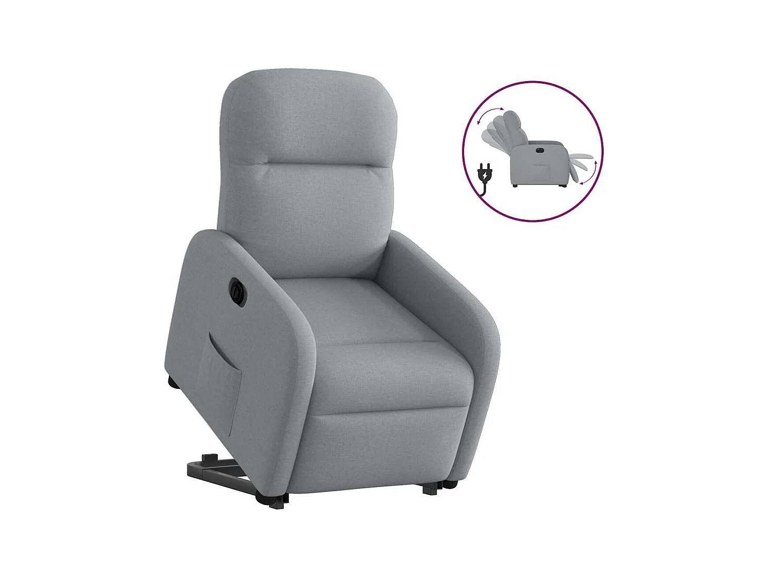 Fauteuil inclinable électrique gris clair tissu