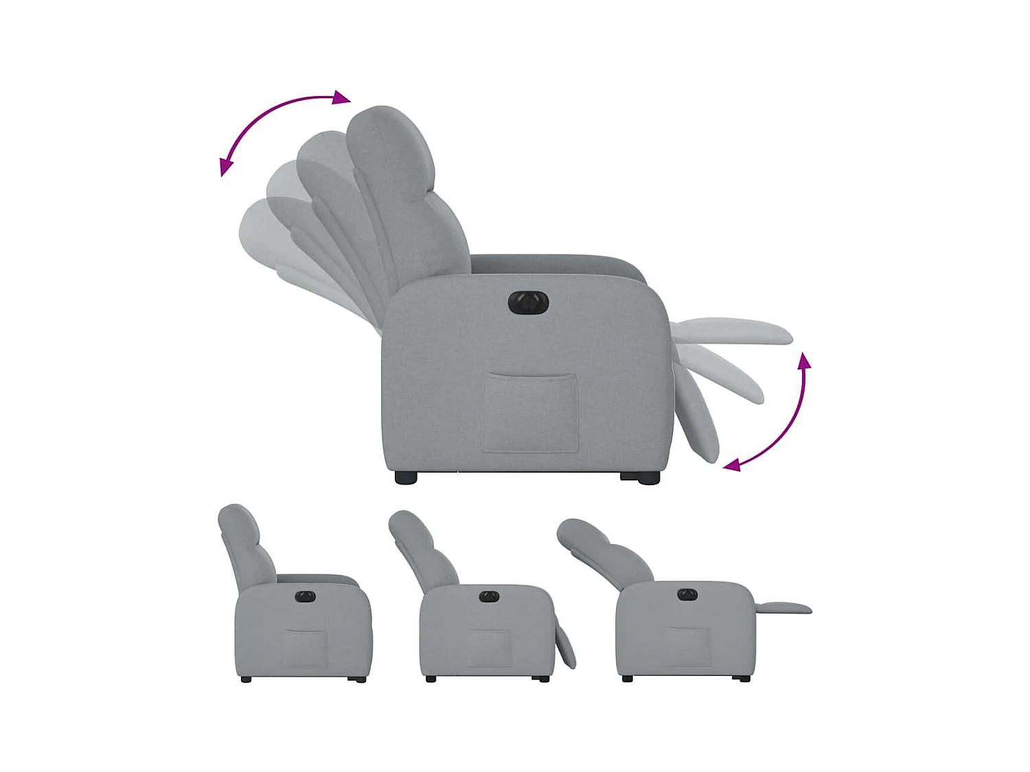 Fauteuil inclinable électrique gris clair tissu