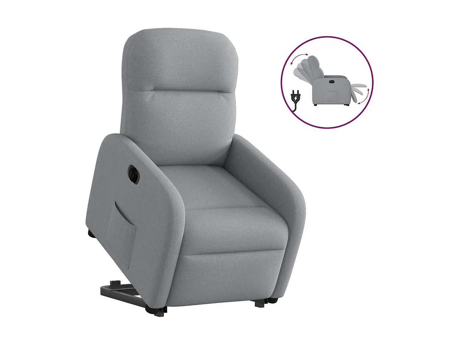 Fauteuil inclinable électrique gris clair tissu