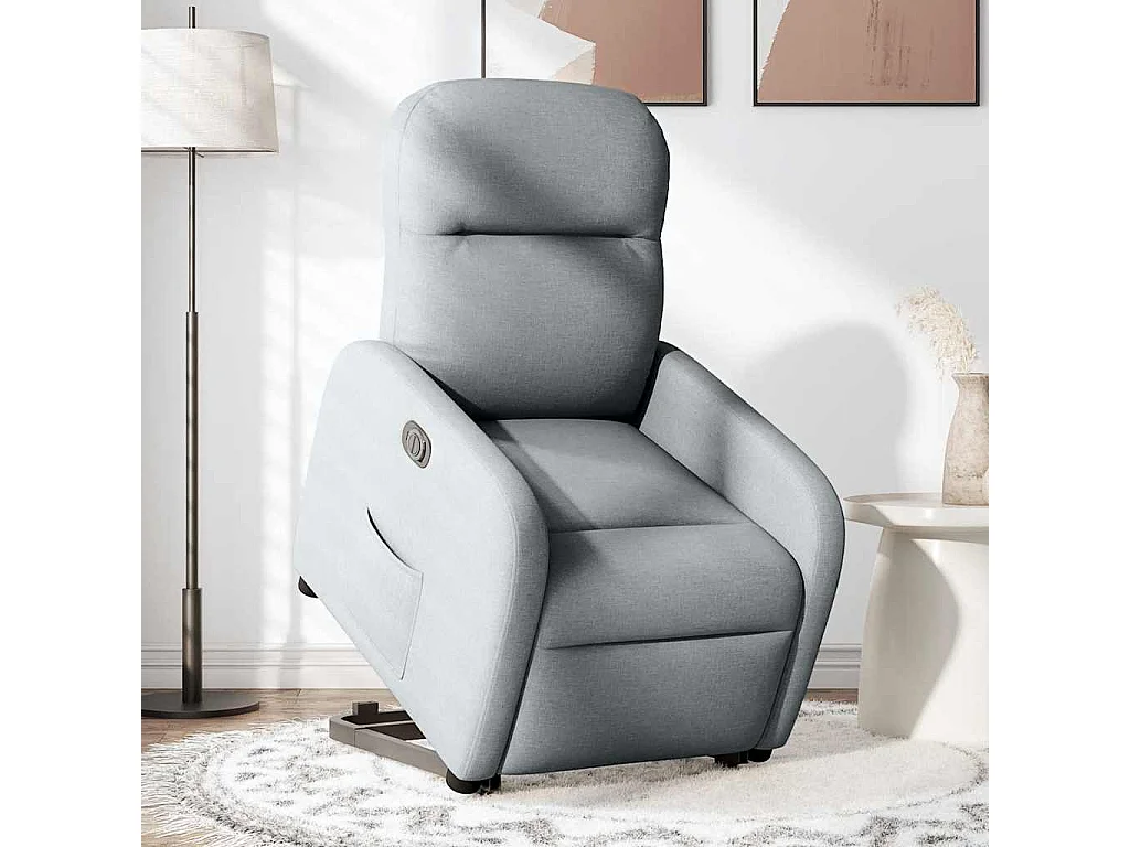 Fauteuil inclinable électrique gris clair tissu