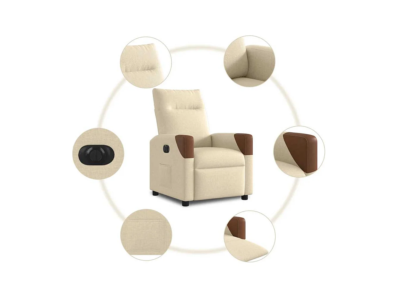 Fauteuil inclinable électrique Crème Tissu