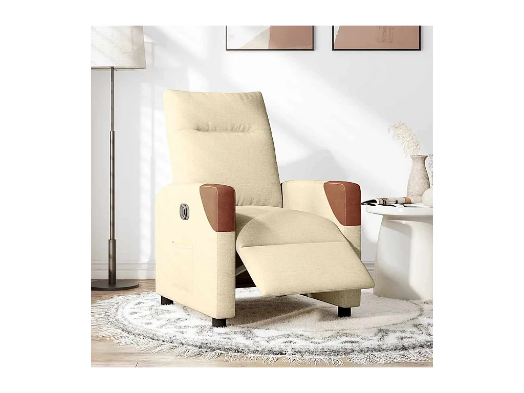 Fauteuil inclinable électrique Crème Tissu