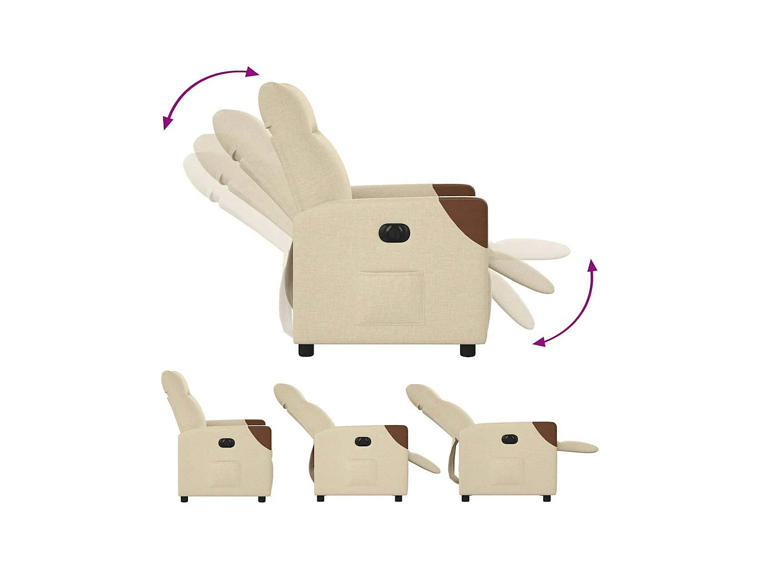 Fauteuil inclinable électrique Crème Tissu