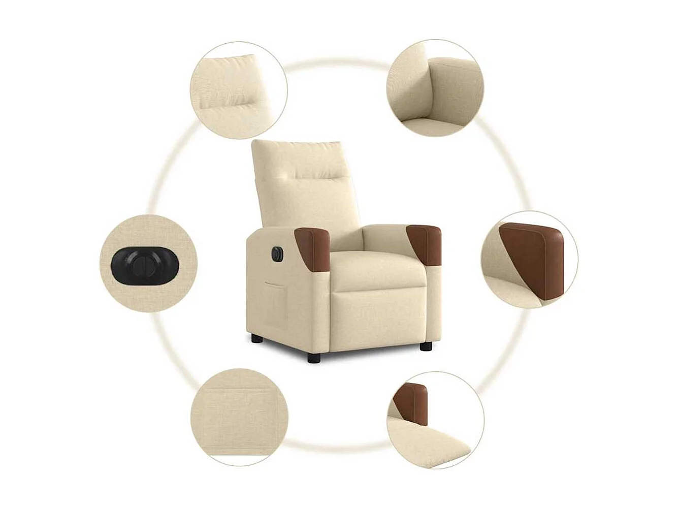 Poltrona reclinabile elettrica in tessuto crema