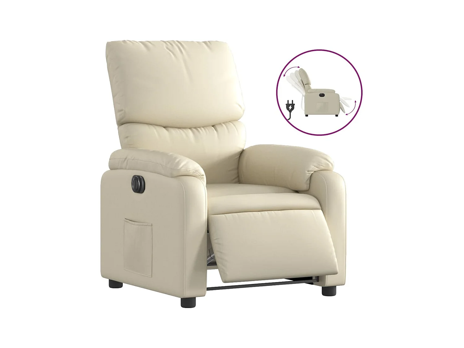 Fauteuil inclinable électrique Crème Similicuir