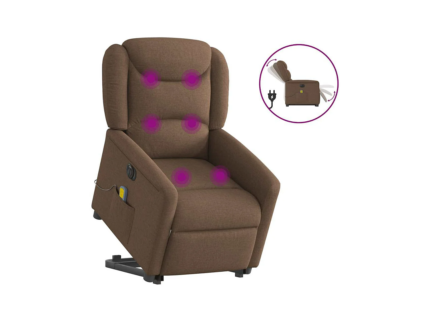 Fauteuil inclinable de massage électrique Marron Tissu