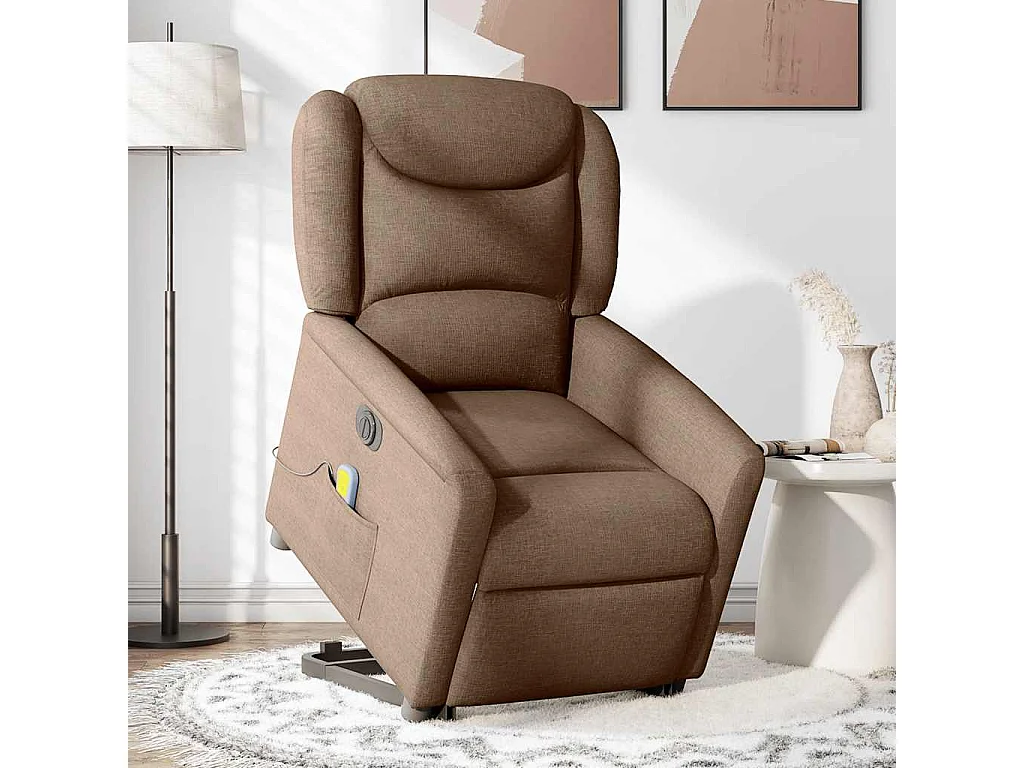 Fauteuil inclinable de massage électrique Marron Tissu