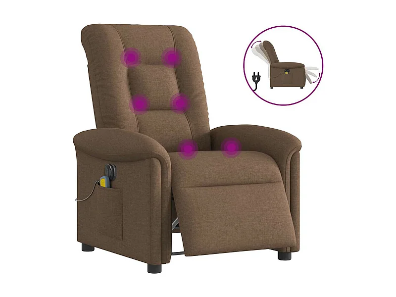 Fauteuil inclinable de massage électrique marron tissu