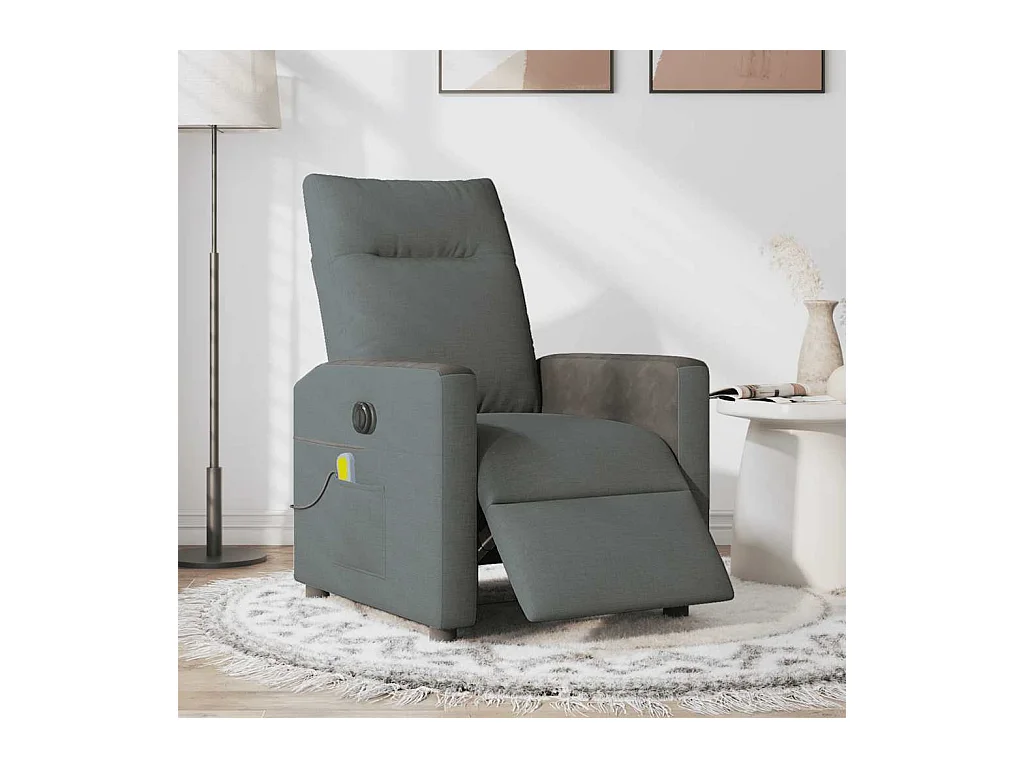 Fauteuil inclinable de massage électrique gris foncé tissu