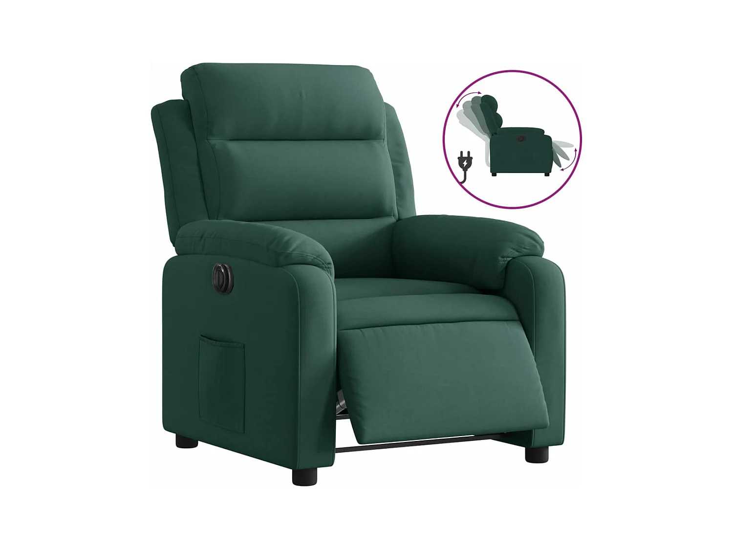 Fauteuil inclinable électrique vert foncé velours