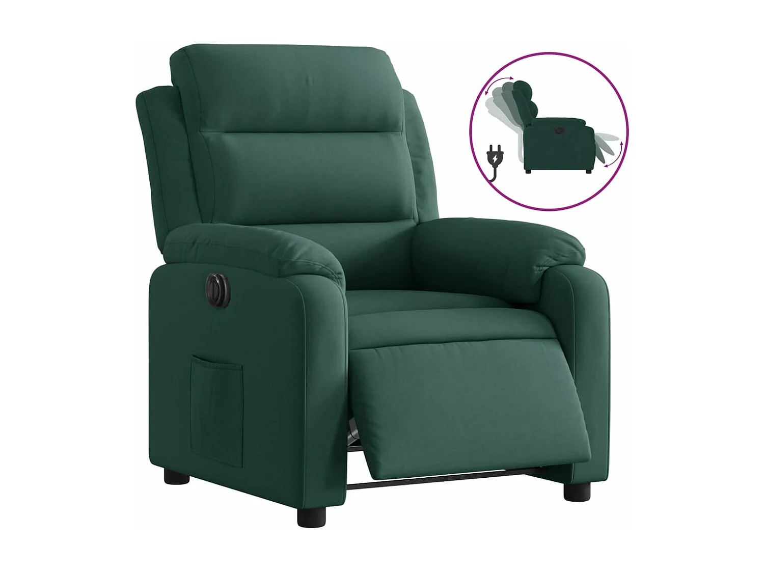 Fauteuil inclinable électrique vert foncé velours