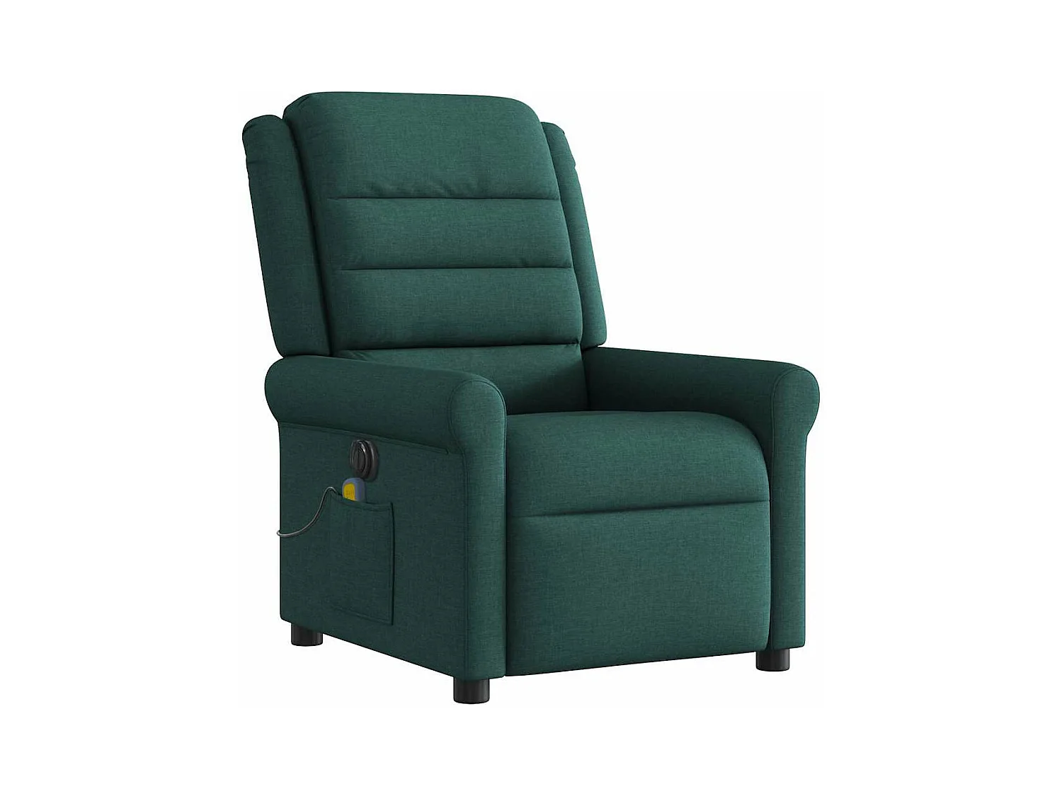 Sillón de masaje eléctrico reclinable de tela verde oscuro