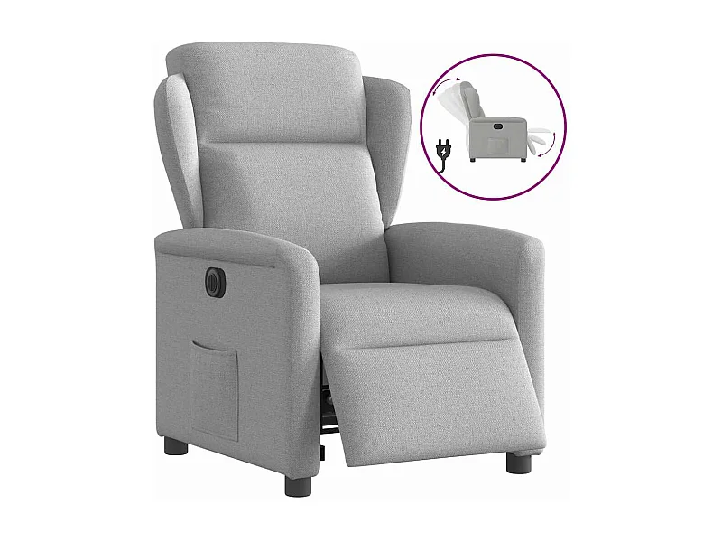 Elektrischer Ruhesessel aus wolkengrauem Stoff