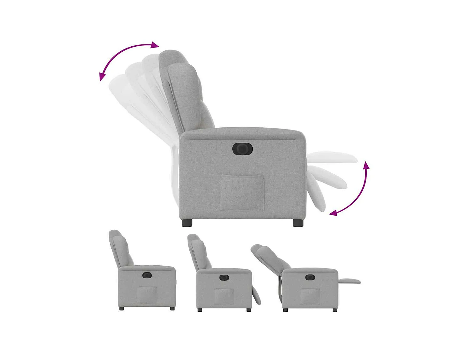 Poltrona reclinabile elettrica in tessuto grigio nuvola