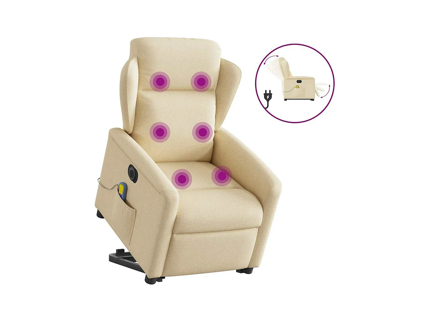 Sillón reclinable de masaje eléctrico de tela color crema