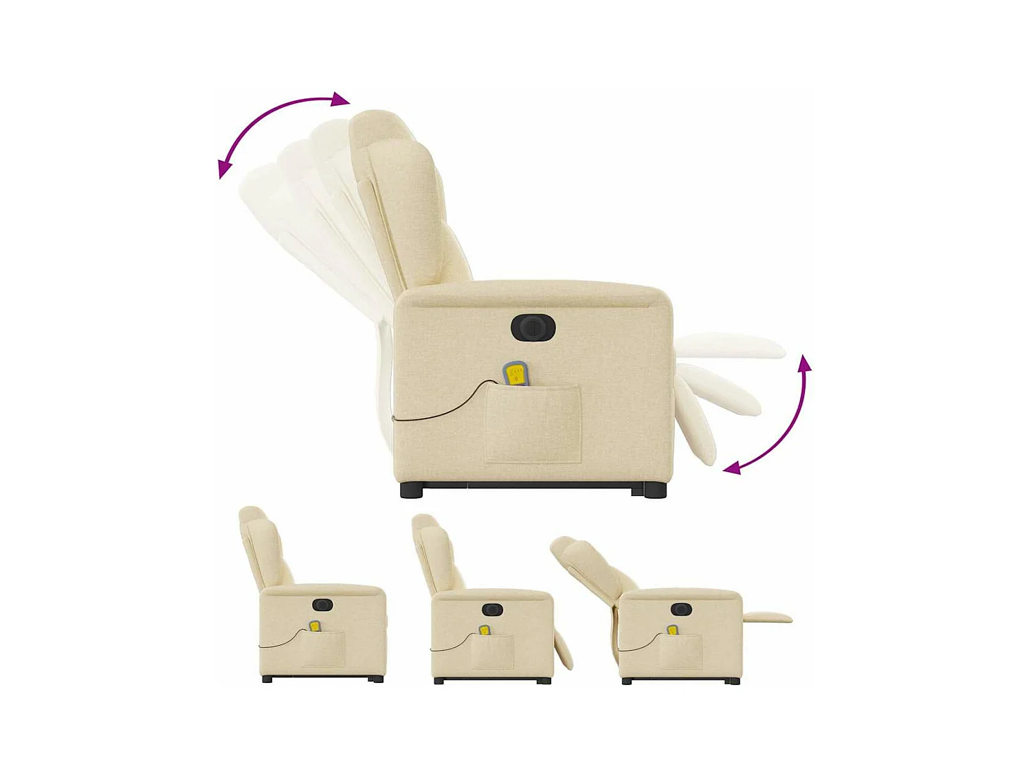 Sillón reclinable de masaje eléctrico de tela color crema