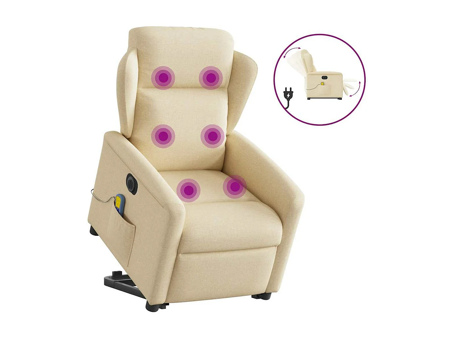 Fauteuil inclinable de massage électrique Crème Tissu