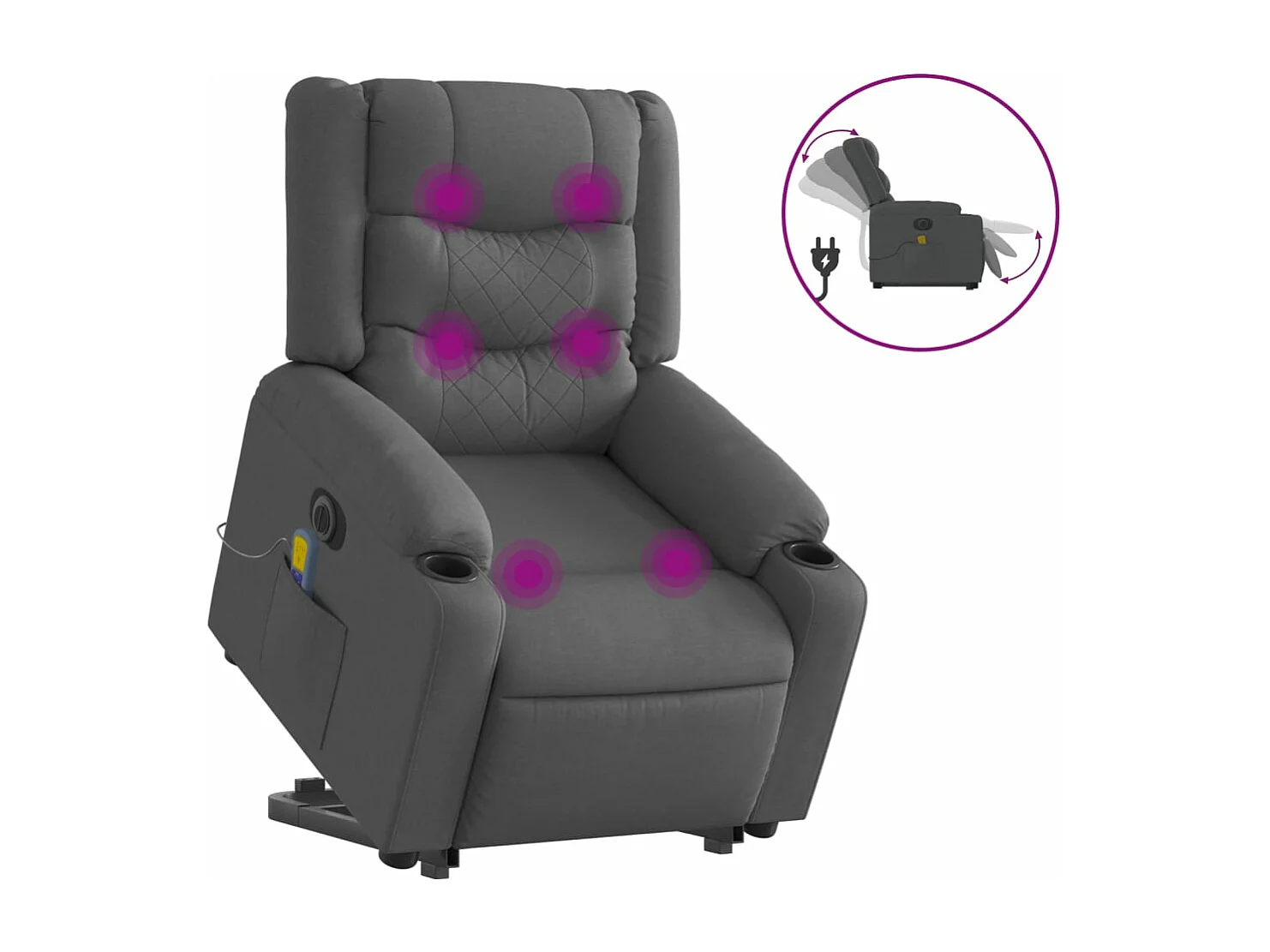 Fauteuil inclinable de massage électrique Gris foncé Tissu