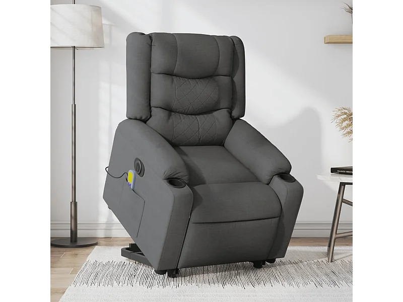Fauteuil inclinable de massage électrique Gris foncé Tissu