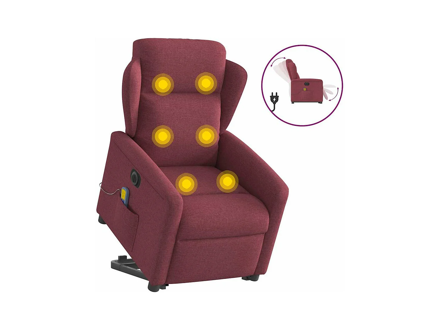 Poltrona reclinabile per massaggio elettrico in tessuto rosso bordeaux