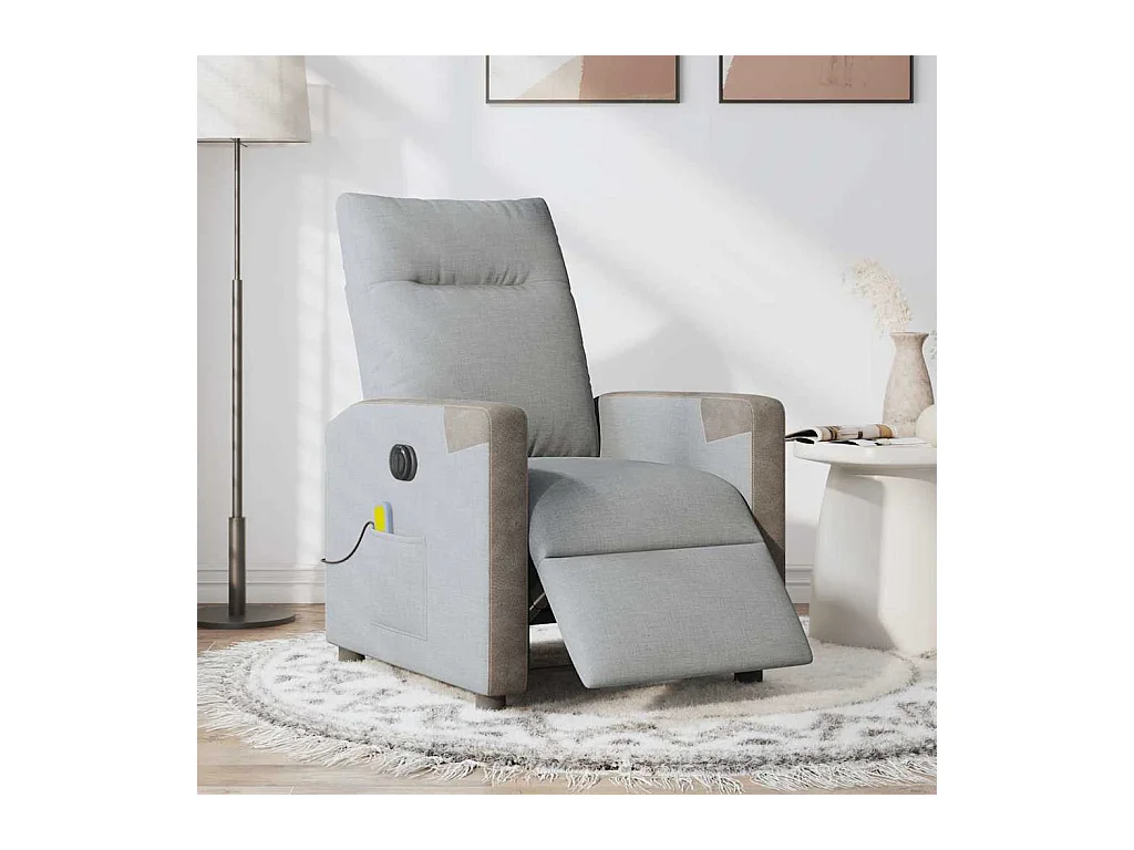 Fauteuil de massage inclinable électrique gris clair tissu