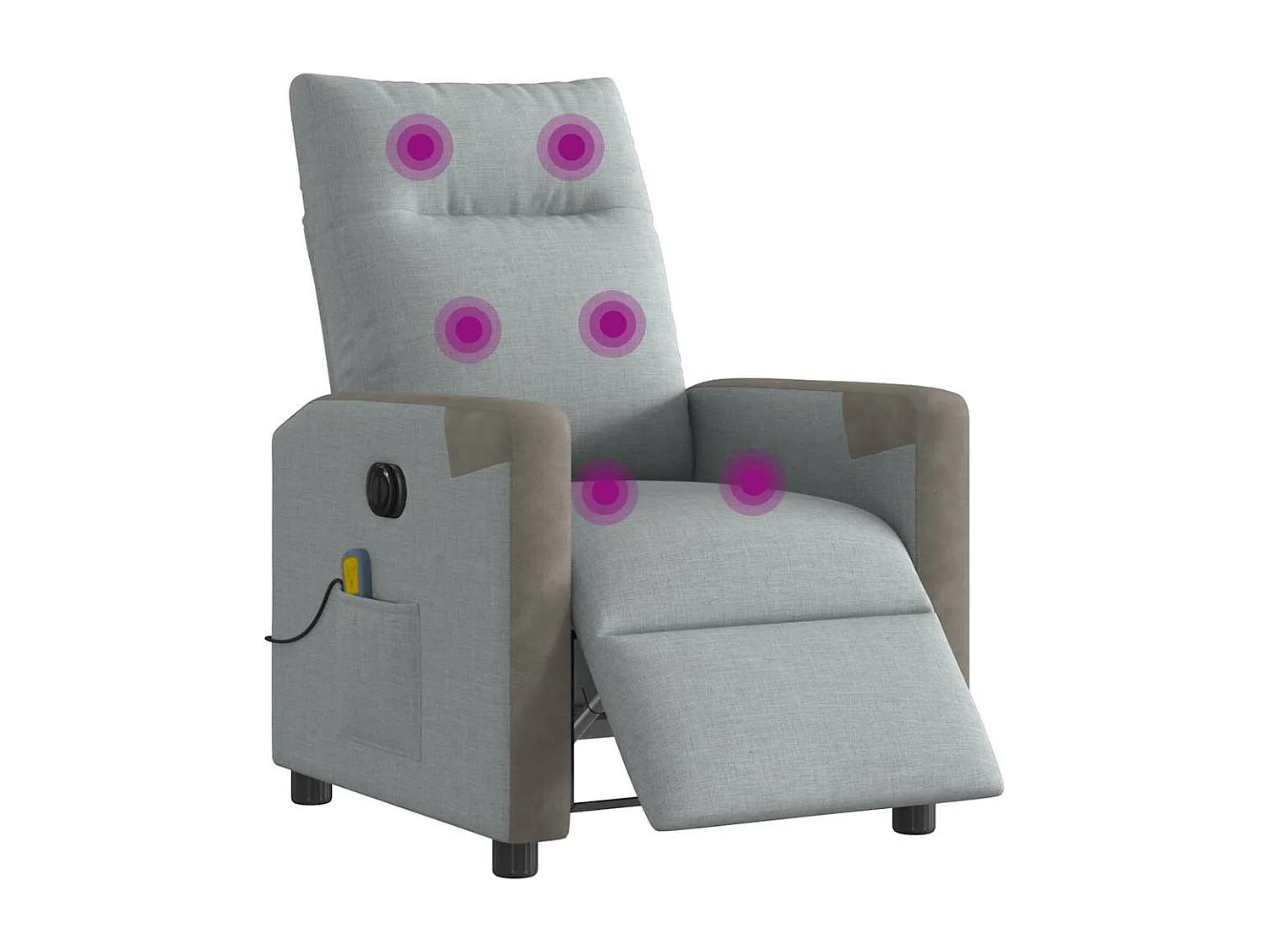 Fauteuil de massage inclinable électrique gris clair tissu
