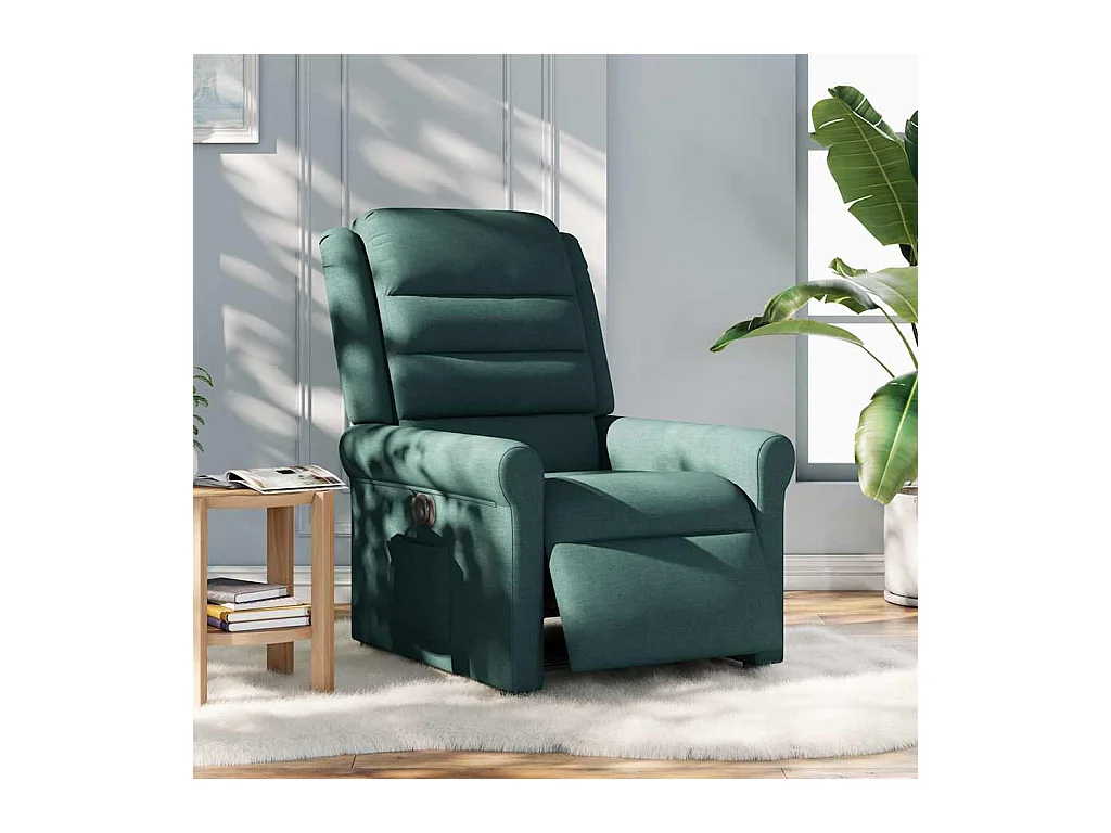 Poltrona reclinabile elettrica in tessuto verde scuro