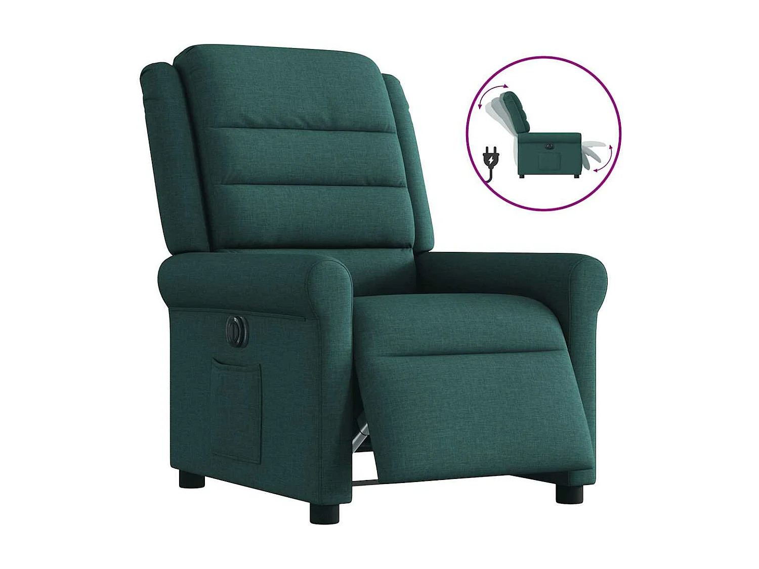 Poltrona reclinabile elettrica in tessuto verde scuro