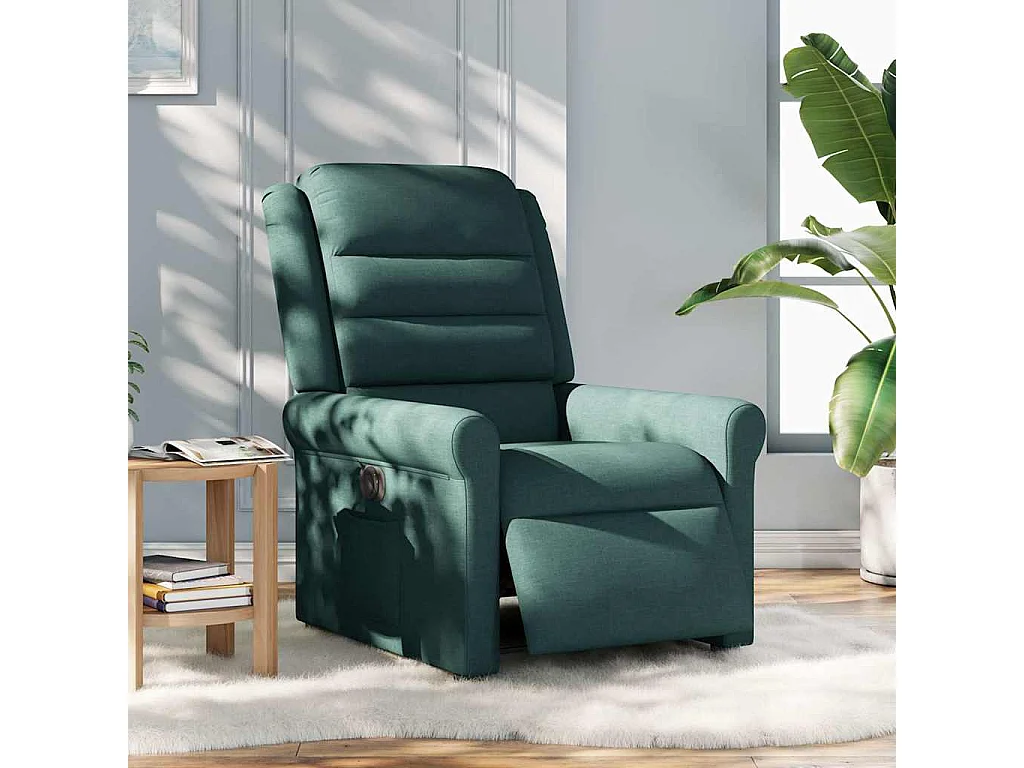 Poltrona reclinabile elettrica in tessuto verde scuro