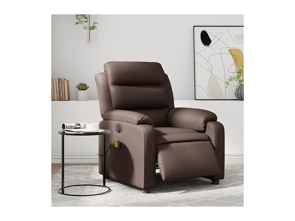 Fauteuil de massage inclinable électrique marron similicuir