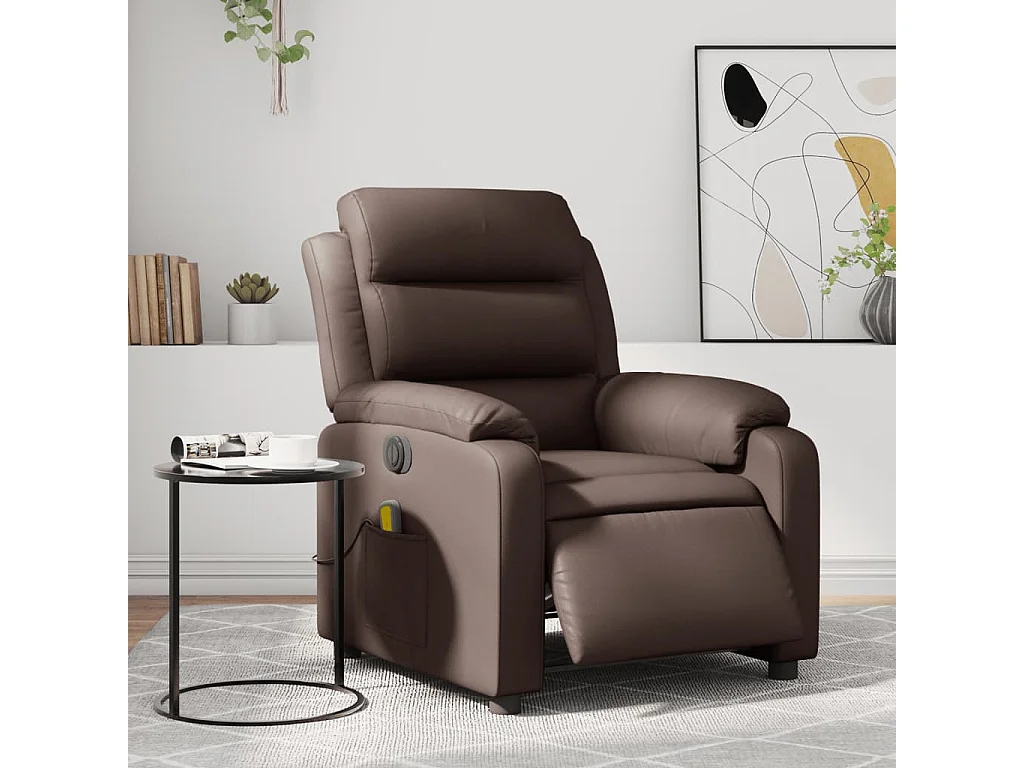 Fauteuil de massage inclinable électrique marron similicuir