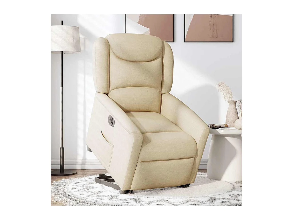 Poltrona reclinabile elettrica in tessuto crema