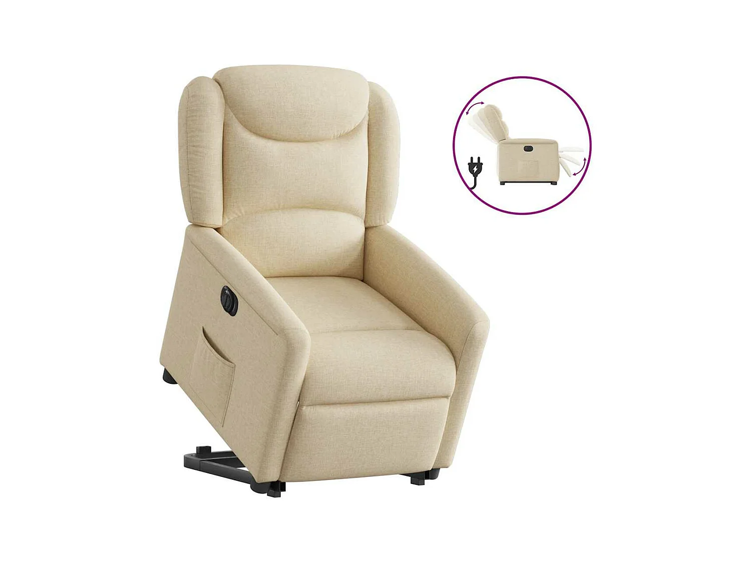 Fauteuil inclinable électrique crème tissu