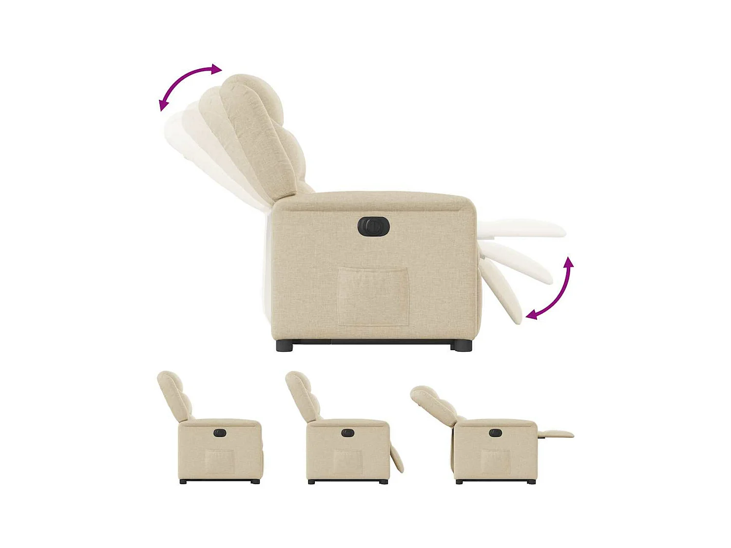 Fauteuil inclinable électrique crème tissu