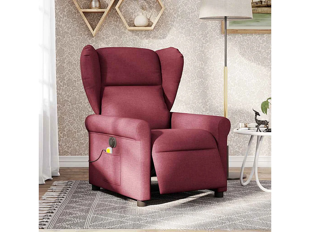 Elektrischer Liegemassagesessel, burgunderroter Stoff