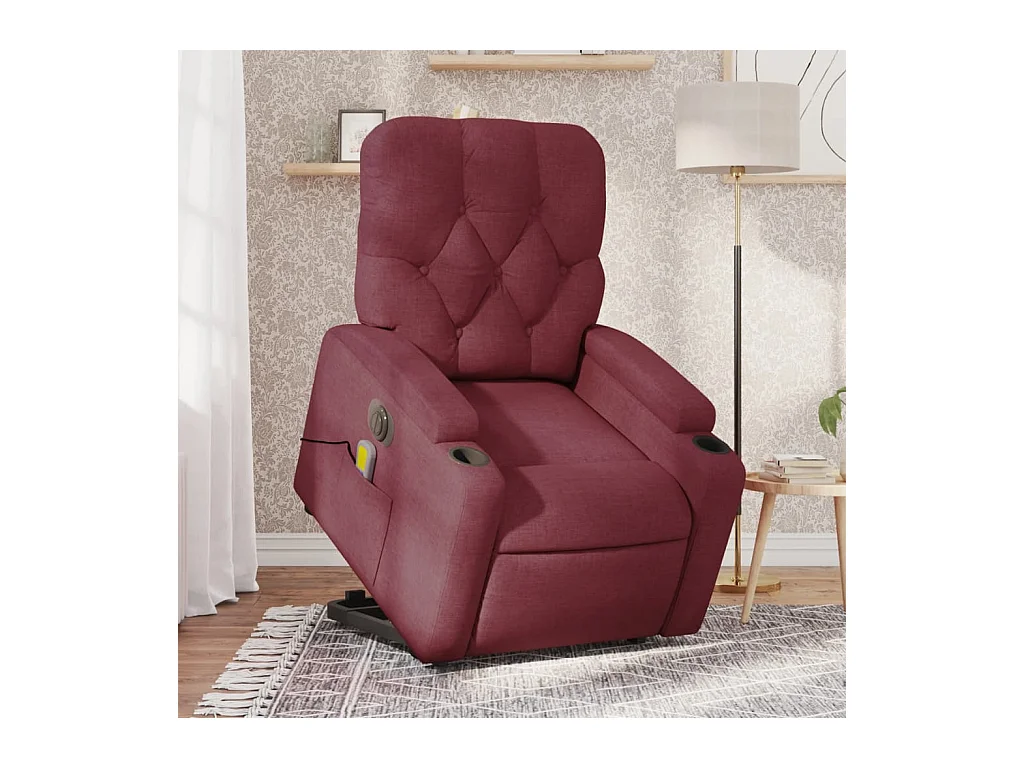 Fauteuil inclinable de massage électrique Rouge bordeaux Tissu